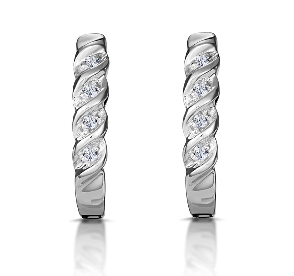 Hoop Earrings 0.07ct Diamond 9K White Gold